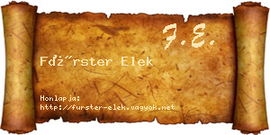 Fürster Elek névjegykártya